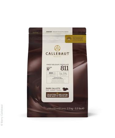 Callebaut Recipe No. 811 Finest Belgian Dark Chocolate With 54.5% Cacao, 5.51 Pound