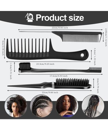 Sweet View 4-Piece Hair Styling Brush Set | Edge Brush Bristle Brush Rat Tail Comb & Chimber Comb - Perfect for All Hair Types - Buy Online on GoSupps.com