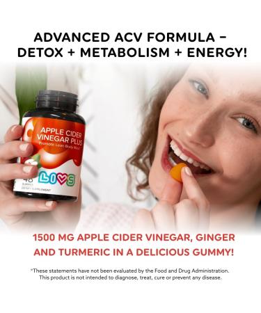LIVS Apple Cider Vinegar Plus Gummies with Turmeric & Ginger | Organic ACV Gummies Vegan Gluten-Free & Non-GMO 120 Count ACV Plus Gummies Pack of 2 - Buy Online on GoSupps.com