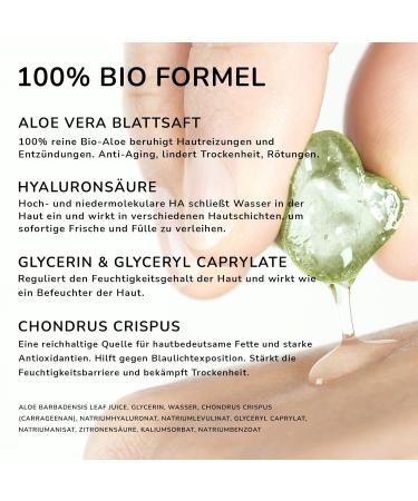 100% Organic Aloe Vera Gel | After Sun Lotion with Hyaluronic Acid | Antibacterial Anti-Inflammatory & Anti-Aging | Made in Germany | 200ml - Buy Online on GoSupps.com