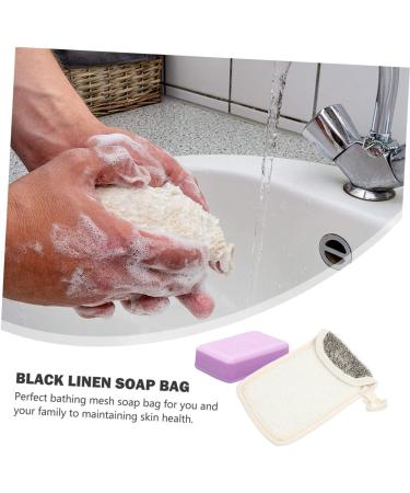CANIGHT 2pcs Black Linen Soap Bag Cleaning Scrubber Soap Exfoliating Pouch Soap Scrubber Pouch Bubble Flax - Buy Online on GoSupps.com