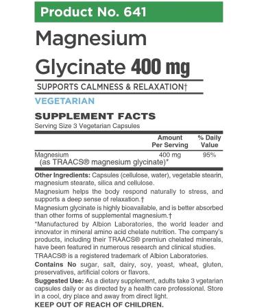 Albion Magnesium Bisglycinate Chelate (TRAACS Magnesium Glycinate) - 180 Vegetarian Capsules - Buy Online on GoSupps.com