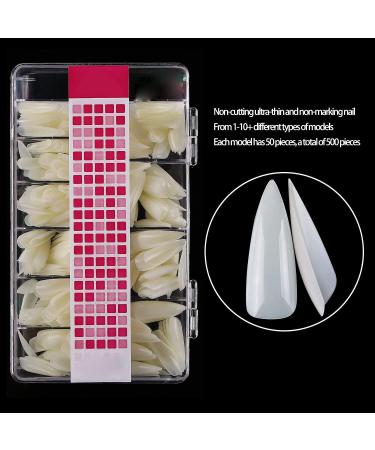 ENERRGECKO 500Pc Coffin Nails Fake Nail Tips Full Cover Manicure Design Acrylic Nails for Women (Long) - Buy Online on GoSupps.com
