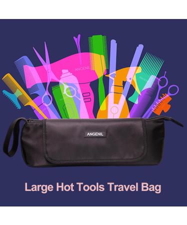 ANGENIL Large Capacity Hair Tools Travel Bag | Heat Resistant Mat for Flat Irons & Curling Irons | Portable 2-in-1 Hot Tool Mat Bag - Black - Buy Online on GoSupps.com