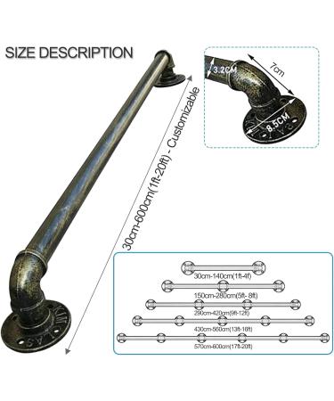 Non-Slip Grab Bar Railing Bronze Metal Wrought Iron Round Pipe Handle 1ft-20ft Wall Handrail Indoor Outdoor Anti-Slip Stair Handrails Banisters (Size : 2.6ft/80cm) - Buy Online on GoSupps.com
