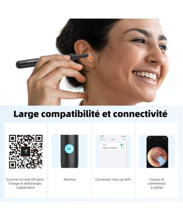 1080p HD WiFi Ear Wax Removal Otoscope - 360 Wide Angle IP67 Waterproof 6 LEDs | Compatible with iOS iPad Android - R1 Ultra Black - Buy Online on GoSupps.com