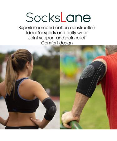 Cotton Compression Elbow Sleeves - 2 Pack Support Braces for Men & Women | Pain Relief for Tennis Golf Arthritis Tendonitis - Extra Large - Buy Online on GoSupps.com