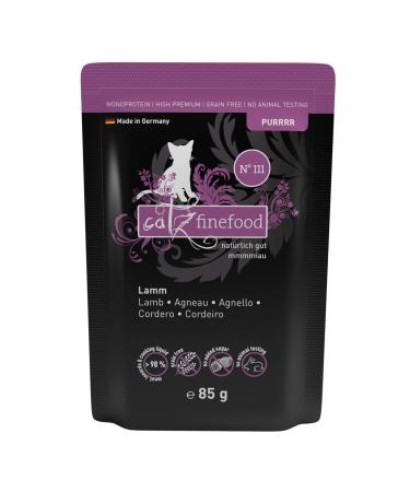 Catz Finefood purrr lamb monoprotein cat food wet n 111 for nutritional cats 70% meat content 16 x 85 g bag 226.67 g (6 Pack)
