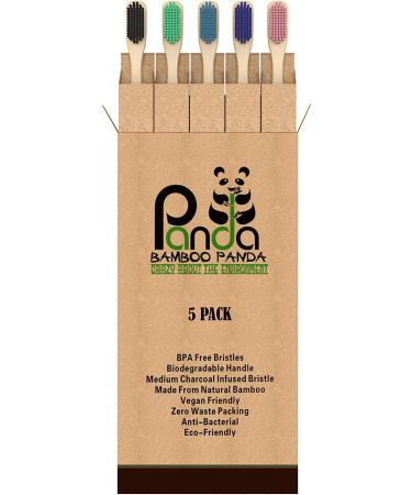 Premium Quality Bamboo Toothbrushes for Children & Adults | Eco-Friendly Biodegradable BPA-Free | 5 Pack by Bamboo Panda - Buy Online on GoSupps.com