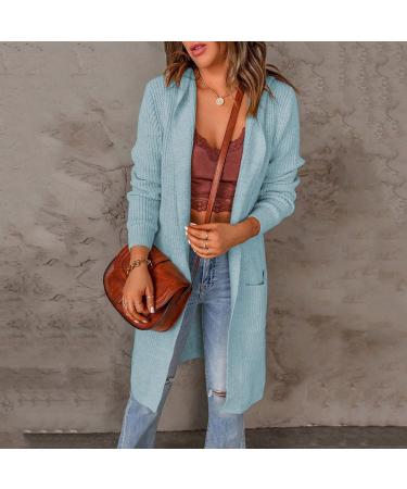Gefomuofe Women's Long Sleeve Classic Blouses Cardigan with Buttons Long Sleeve Lightweight Cardigan Elegant Shoulder Jacket Top Casual Sweater Elegant Shoulder Jacket Top Casual Top Blue S - Buy Online on GoSupps.com