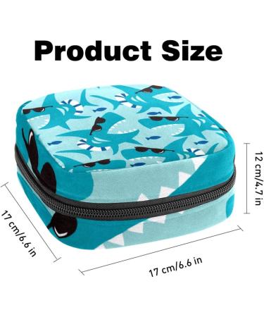 Javenproeqt Portable Women's Binding Bags | Menstrual Cup Pocket Pads & Tampons for Teens | Stylish Blue Sunglasses & Multicolored Shark Bag - Buy Online on GoSupps.com