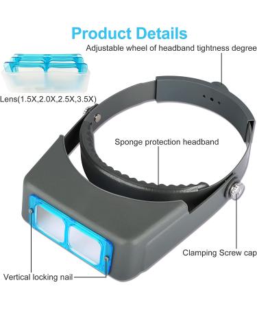 Headband Magnifier Double Lens Loupe Jewelry Magnifier - 1.5X 2X 2.5X 3.5X Magnification for Repair & Crafts - Buy Online on GoSupps.com