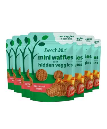 Beech-Nut Toddler Snacks Mini Waffles with Hidden Veggies Butternut Berry Non-GMO 3.2 oz Bag (7 Pack)