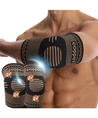 Copper Elbow Sleeve Elbow Compression Sleeve Elbow Brace For Tendonitis and Tennis Elbow Golfers Arthritis Bursitis Elbow Pain Relief Weightlifting Fit for Men & Women Size L