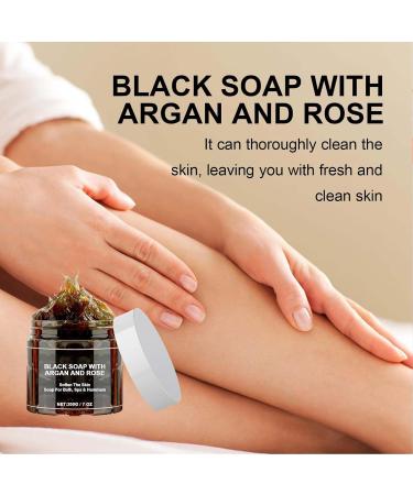 1 x Zawina Morocco Black Beldi Soap Black Soap with Argan and Rose African Black Soap Bar Exfoliating Soap Natural Ingredients for Soothing and Nourishing Skin - Buy Online on GoSupps.com