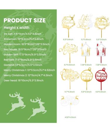 VIDELLY 10Pieces Christmas Acrylic Cake Topper Gold Merry Christmas Cake Toppers Christmas Cupcake Toppers Picks Party Props Xmas Holiday Cupcake Picks Christmas Theme Cupcake Topper Celebration Deco - Buy Online on GoSupps.com