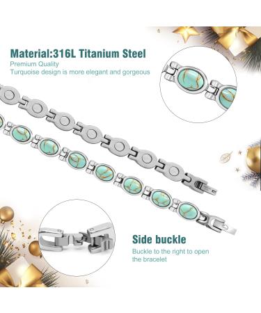 Elegant Turquoise Magnetic Arm Band for Women | Stainless Steel Magnetic Bracelet - 3500 Gauss Stone Closure - Buy Online on GoSupps.com