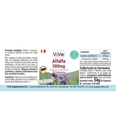 Alfalfa Tablets - 90 Vegan & Additive-Free | 4-Way Concentrated Medicago Sativa Extract | High Dose Quality from Germany - Vive Supplements - Buy Online on GoSupps.com