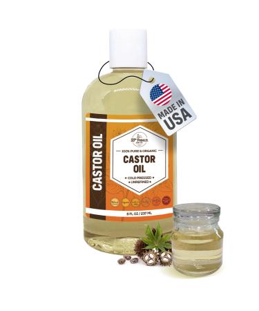 ORGANIC CASTOR OIL ( 8 oz ) Premium Cold Pressed Unrefined | 100% Natural Promotes Healthy Skin & Hair | Thickens Eyebrows Lengthens Eyelashes | Strengthens Nails Cuticles | Massage Oil | 8 FL OZ