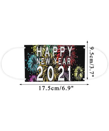 100PCS 2021 Happy New Year Disposable Face_Mask for Adult 2021 Happy New Years Face Bandanas 3-Layer Non-Woven with Elastic Earloops - Buy Online on GoSupps.com