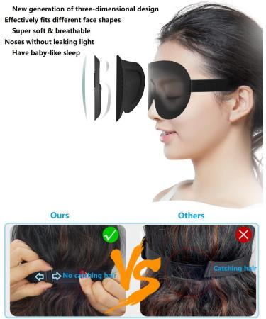 HUIBENYOU 3D Eye Covers for Sleeping - 2pcs Black Sleep Mask for Insomnia, Lunch Breaks & Anytime Rest - Soft, Comfortable & Completely Blindfolded - Buy Online on GoSupps.com