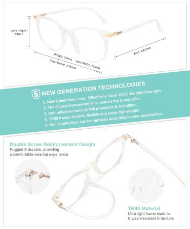 Gaoye Blue Light Blocking Glasses - Retro Round Anti Eyestrain Eyewear for Men & Women - GY1688 (Transparent Frame/Lens - Buy Online on GoSupps.com