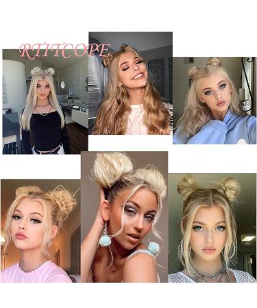2pcs Mini Claw Clip Cat Ears Messy Space Bun Hair Pieces - Light Golden Blonde - Buy Online on GoSupps.com