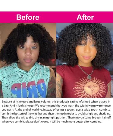 Eyelissom Afro Kinky Curly Wig 14 Brazilian Virgin Human Hair 200% Density Full Machine Made Scalp Base Wig for Black Women - Buy Online on GoSupps.com