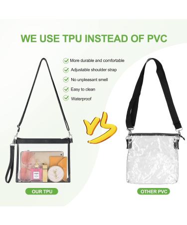 Clear Crossbody Bag for Women - Stadium Approved Clear Purse for Sports, Concerts & Games - Black - Buy Online on GoSupps.com