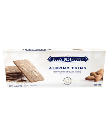 Jules Destrooper Almond Thins - Caramelized Butter Biscuits, Kosher Dairy, Authentic Made In Belgium - 3.5oz (Pack of 4)