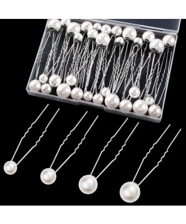 Kiiwah 32 pieces of hair with pearls U-shaped hair jewelry bride 4 sizes pearls hair accessories for wedding prom party girls silver - Buy Online on GoSupps.com