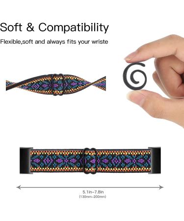YONWORTH Adjustable Elastic Watch Band for Fitbit Charge 2 - Aztec Purple Blue - Buy Online on GoSupps.com