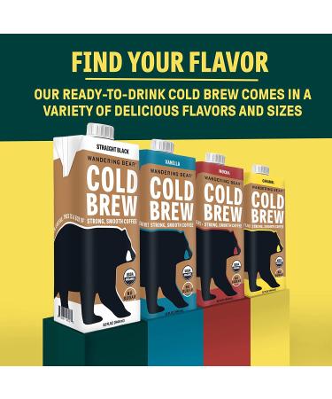 Wandering Bear Organic Straight Black Cold Brew Coffee - 32 fl oz, Extra Strong & Smooth, Unsweetened, Shelf-Stable, Ready to Drink - 1 Pack, Organic - Buy Online on GoSupps.com