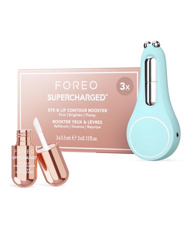 Set FOREO A Wink 'n' a Smile - Appareil anti rides micro-courant BEAR 2 eyes & lips + Serum FOREO SUPERCHARGED Eye & Lip Contour Booster 3x3 5 ml - Traitement anticernes et appareil repulpant l vres Blanc