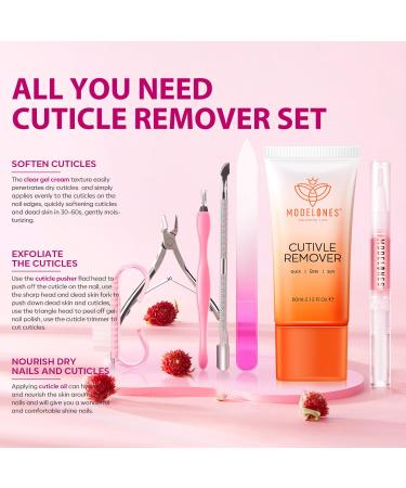 Modelones Cuticle Remover Kit - 7 Piece Set for DIY Nail Care | Cream Oil Trimmer Pusher & Nipper - Best Cuticle Care Solution - Buy Online on GoSupps.com
