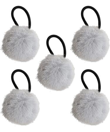 Girls Hair Ties | Women's Ponytail Furry Ball Hairband - Chic Furry Ball Hair Ties Fashionable Hair Ring Ties for Dating Schools grey - Buy Online on GoSupps.com