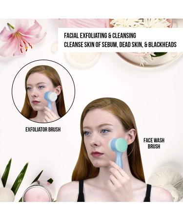 Lindo 2-in-1 Face Cleansing Brush - Gentle and Deep Clean Facial Cleanser (Blue) - Buy Online on GoSupps.com