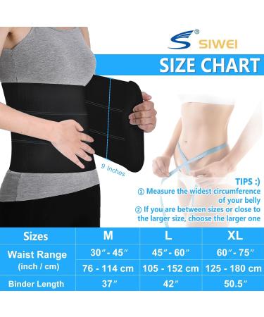 S Abdominal Binder Post Surgery - Elastic Waist Band for Stomach Support & Compression | Latex-free Breathable Hernia Belt for Tummy Tuck & Bariatric - 3 Panel - Fits 30-45" Waist - Black - Buy Online on GoSupps.com