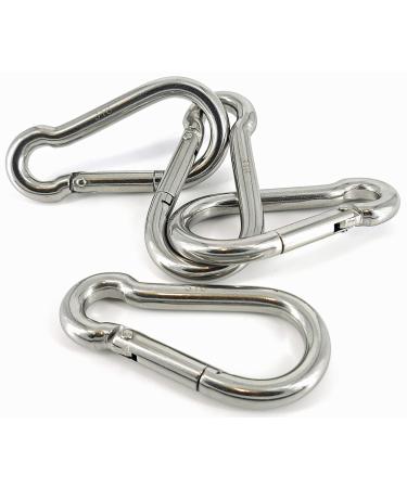 Marine Grade 316 Marked Stainless Steel Carabiner Clips, Heavy Duty Spring Snap Hooks for Gym, and Outdoor Activities 3 Inch, 4 Pack