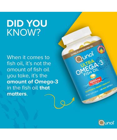 Qunol Omega 3 Mini Softgels 1000mg - Heart Health Support - Lemon Flavor - 3 Month Supply - 180 Count - Buy Online on GoSupps.com