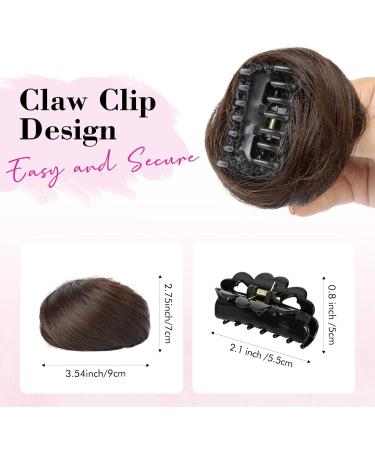 REECHO 2 PCS Mini Claw Clip in Messy & Cat Ears Hair Bun Extensions Wig Accessory Updo Hairpieces for Women Girls (Pack of 2-3" Straight Dark Chocolate Brown) Pack of 2 - 3" Straight Dark Chocolate Brown - Buy Online on GoSupps.com