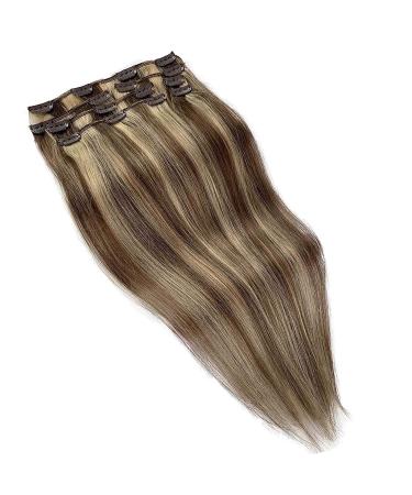 Remy Clip in Hair Extensions Blonde Brown Balayage 15 Highlights #4/613 - Buy Online on GoSupps.com
