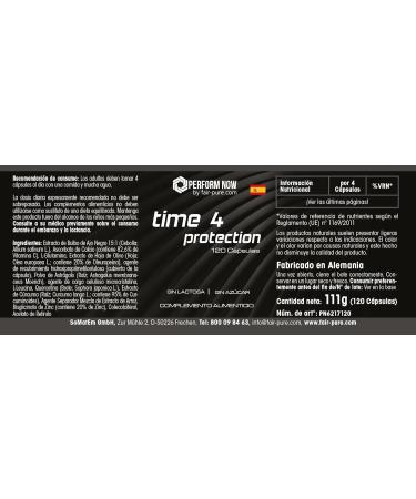 time 4 protection - avec vitamines A C D zinc glutamine ail noir astragale extrait de curcuma et bien plus - 120 g lules - hautement dos es - qualit allemande | PERFORM NOW by fair&pure  - Buy Online on GoSupps.com