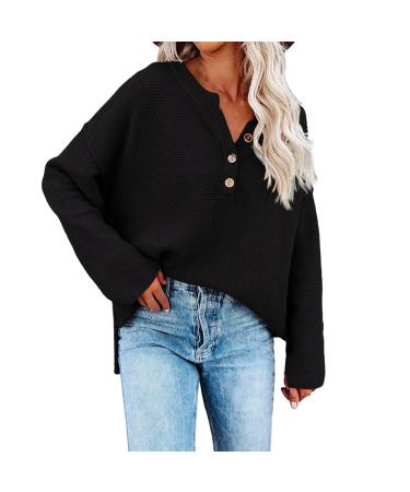 Joy-Fan Women's Christmas sweater Printing Sweater Long-arm festive graphic t shirt print sweatshirt Christmas costume Tunics Christmas sweater long-sleeved shirt circular excerpt sweatshirt black M
