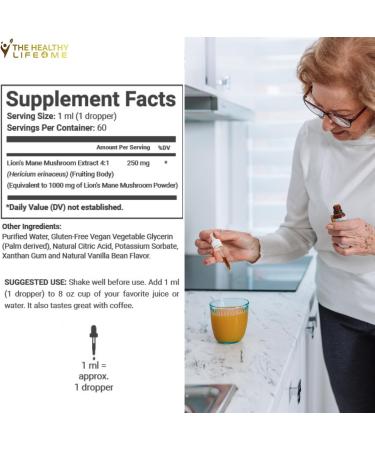 THE HEALTHY LIFE 4 ME Liquid Lions Mane Supplement | Daily Mushroom Supplement for Memory Focus & Clarity | Brain Booster | Lions Mane Tincture for Immune Support | 2 Fl oz - Buy Online on GoSupps.com