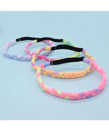 FROG SAC 4 Tie Dye Braided Headbands for Girls - Rainbow Hair Accessories for Kids - Adjustable and Stretchy Elastic Girl Head Bands - Cute Fashion Hairbands - Perfect Birthday Party Favors and Stocking Stuffers - Buy Online on GoSupps.com