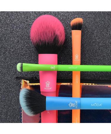 Moda Royal & Langnickel Full Size Electric 5pc Brush Set with Pouch Includes - Round Powder Angled Blush Angled Shader and Smudger Brushes Multicolor - Neon - Buy Online on GoSupps.com