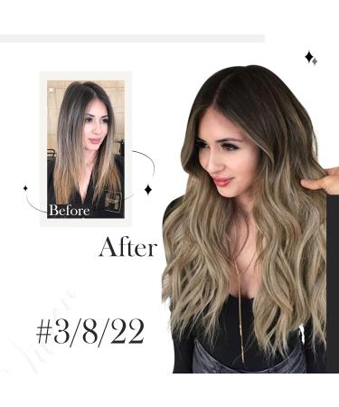 Vivien Clip In Extensions - Real Hair Balayage Remy Clip-Ins Dark Brown Ombre to Light Brown/Blonde 25cm 7pcs/80g - 10 Inch #3/8/24 - Buy Online on GoSupps.com
