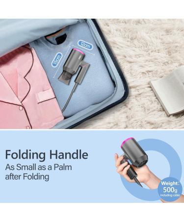 Fehn Ions Foldable Hair Dryer - Compact & Quiet Professional Travel Hair Dryer with 3 Heat Settings & Nozzle for Family Use - Buy Online on GoSupps.com