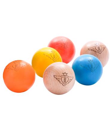Engelhart - 2 natural and 4 beautiful colorful wooden target balls for boules game - 30 mm - 10 grams - Buy Online on GoSupps.com